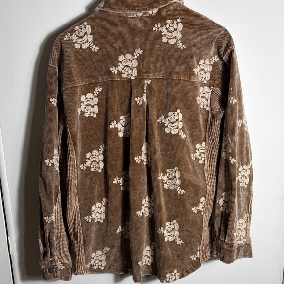 Boho Floral Corduroy Patchwork Shirt Jacket Size S - Picture 2 of 6
